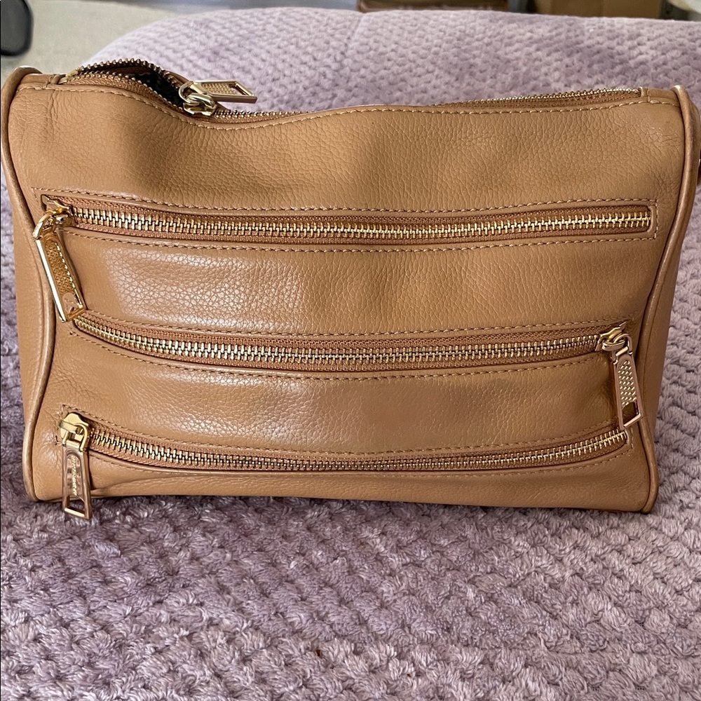 Rebecca Minkoff 5 Zip Cognac Tan Crossbody Bag